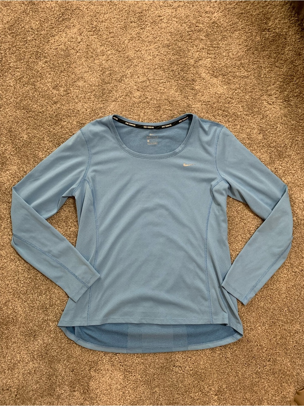 Nike Women's Dri-FIT Contour Long Sleeve Running Top Shirt Blue Reflective Large